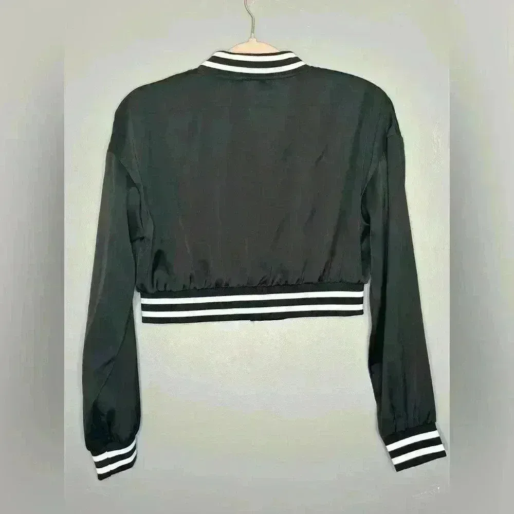 Daisy  Black and White Bomber Women's Jacket (491) - Image 3