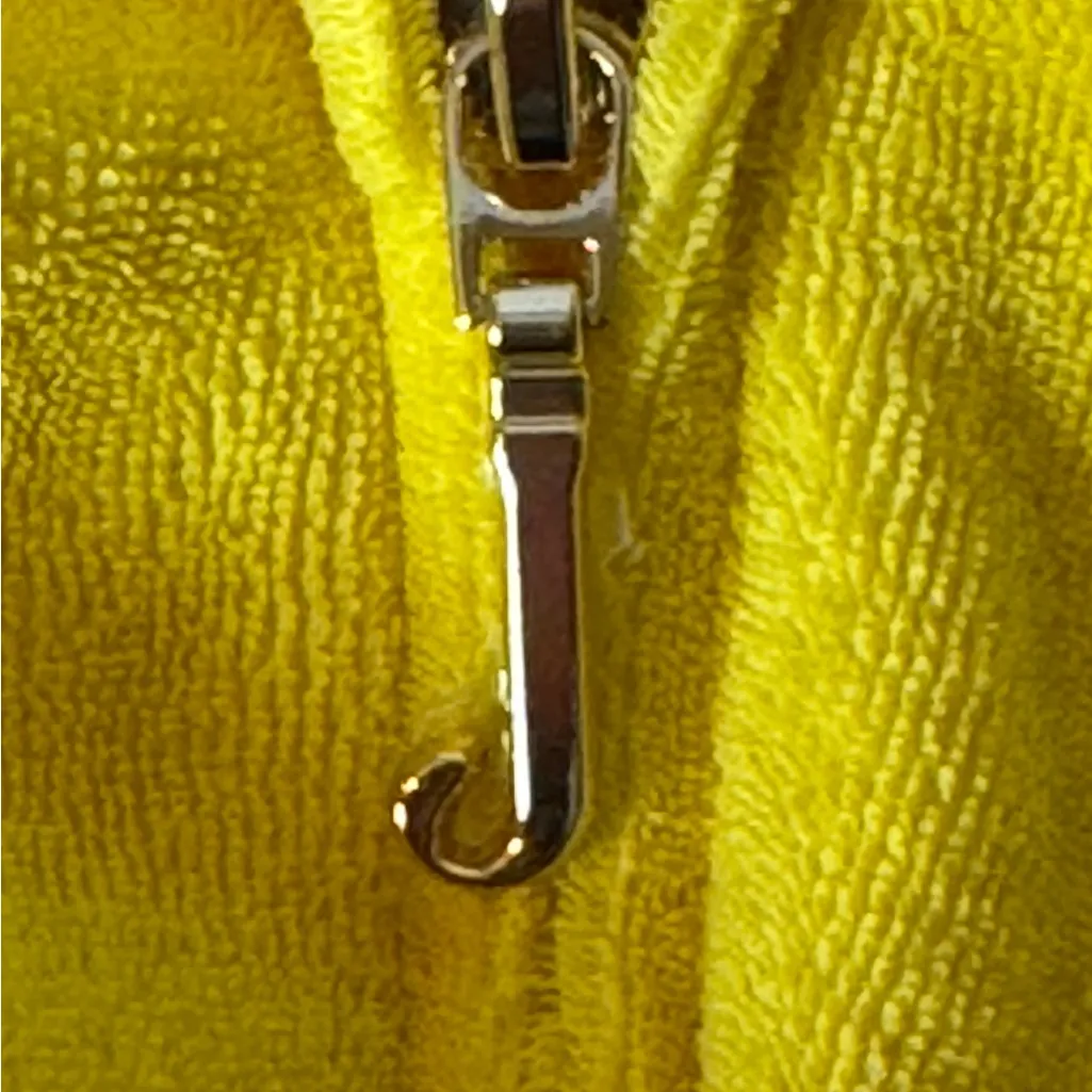 Juicy‎ Couture Vibrant Yellow Hoodie pink accents zip up hoodie Sz. S pockets - Image 5