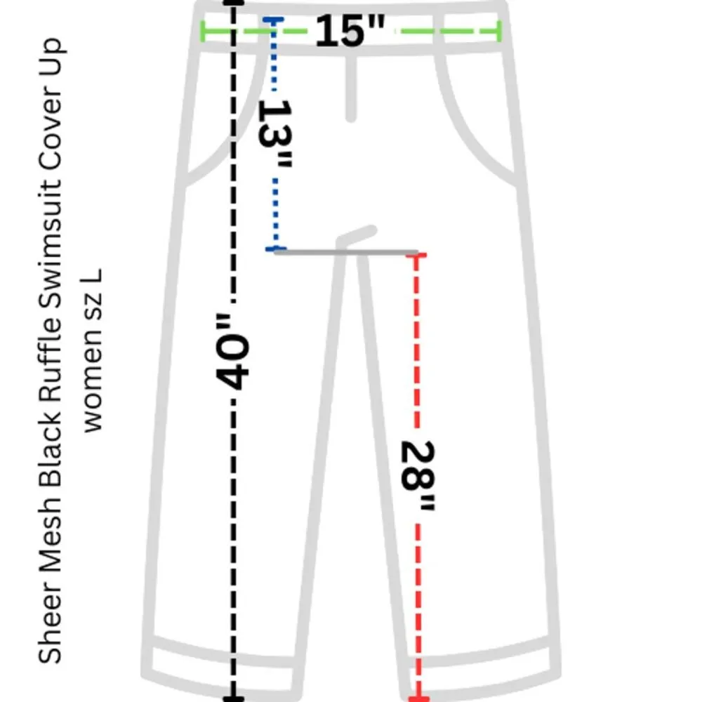 Sheer Mesh Black Ruffle Swimsuit Cover Up women sz L Size L - Image 2