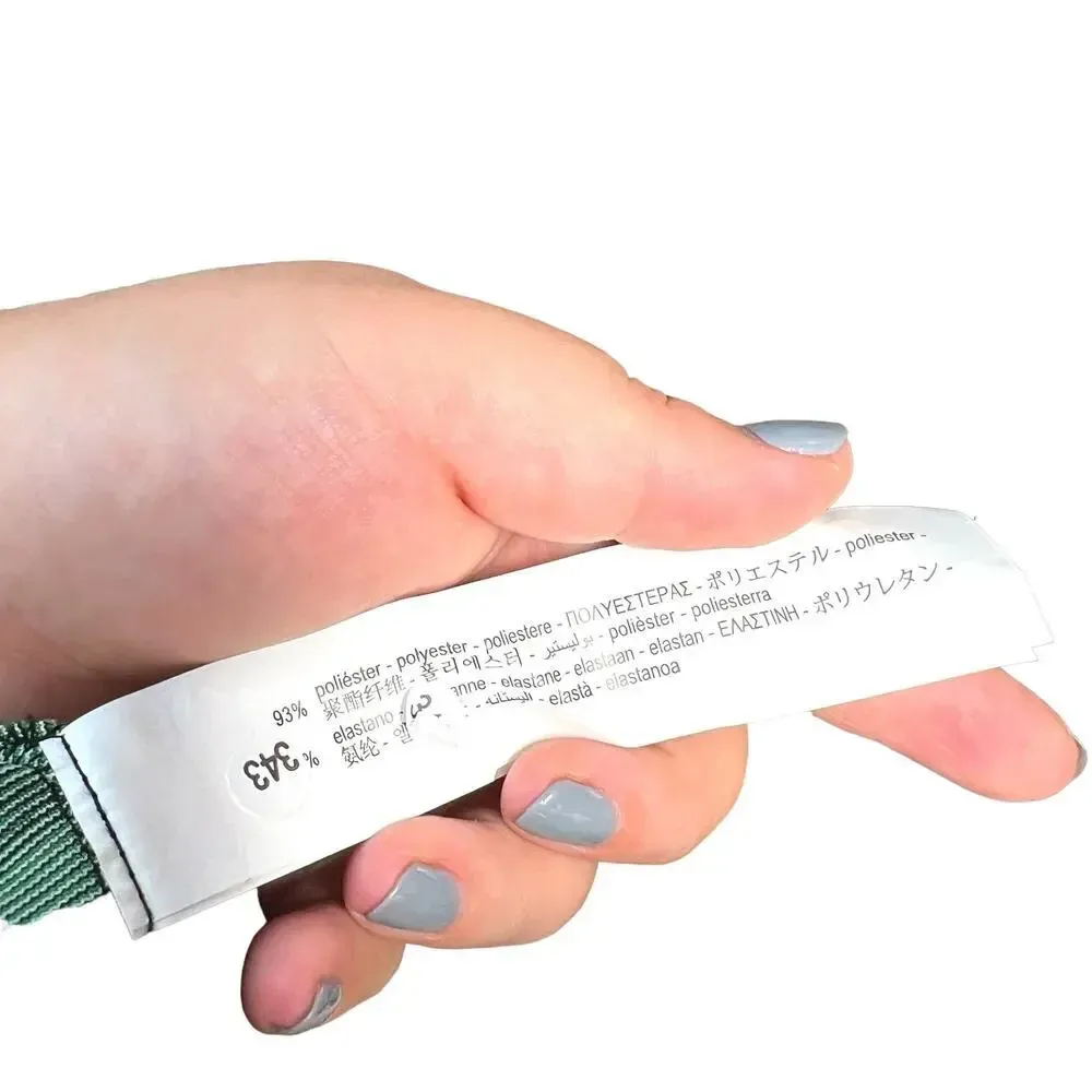 Zara Jacquard Asymmetric‎ One Shoulder Crop Top Ring Detail Black Green Small - Image 10