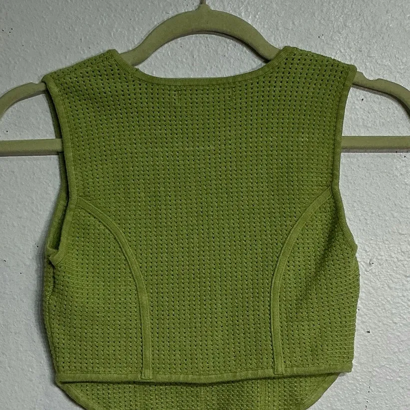 House of Harlow 1960 Green Sleeveless Sweater Knit Top Sz XS - Image 6