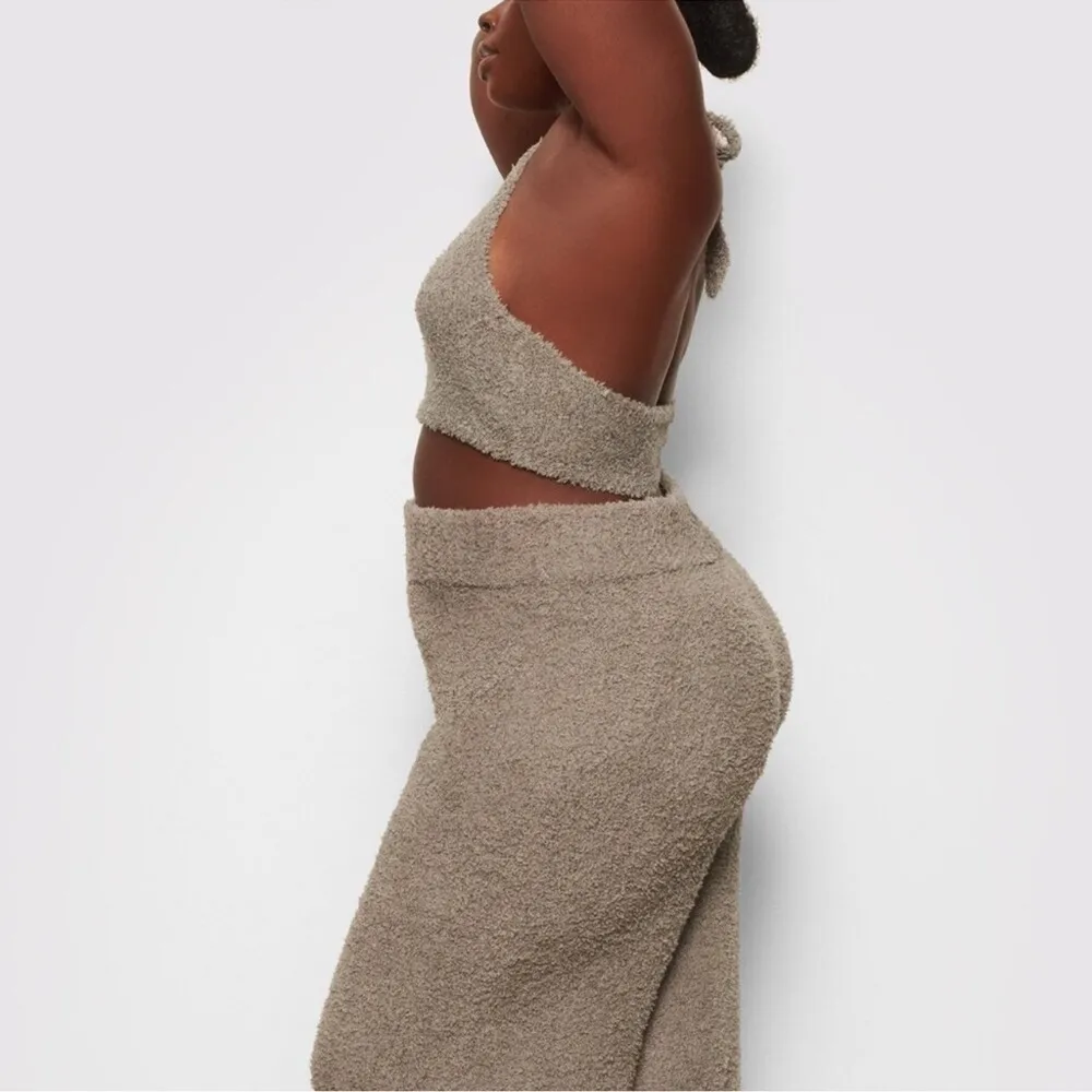 SKIMS Cozy Knit Halter Bra Top Tie Neck Bralette in Smoke Gray NWT 4X/5X - Image 4