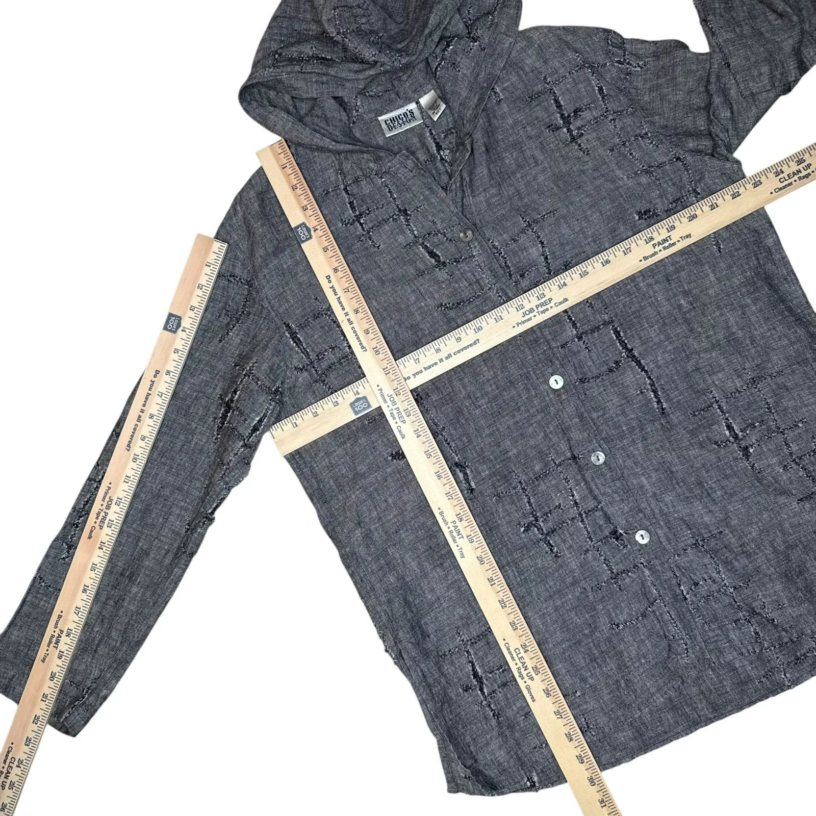 Vintage Chicos 100% Linen Tunic Top Large (2) Long Sleeve Distressed Lagenlook‎ - Image 8