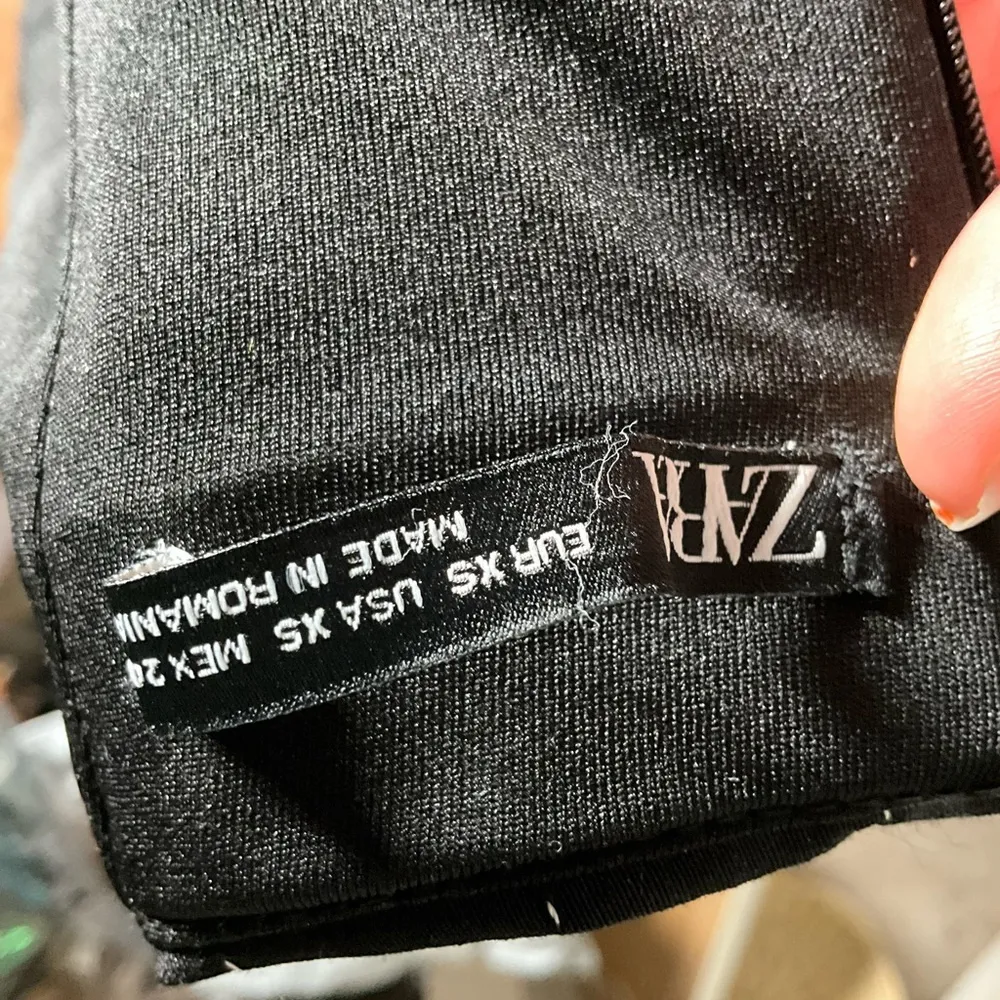 Zara black pin stripe strapless‎ mini dress XS Wednesday Addams inspired - Image 3