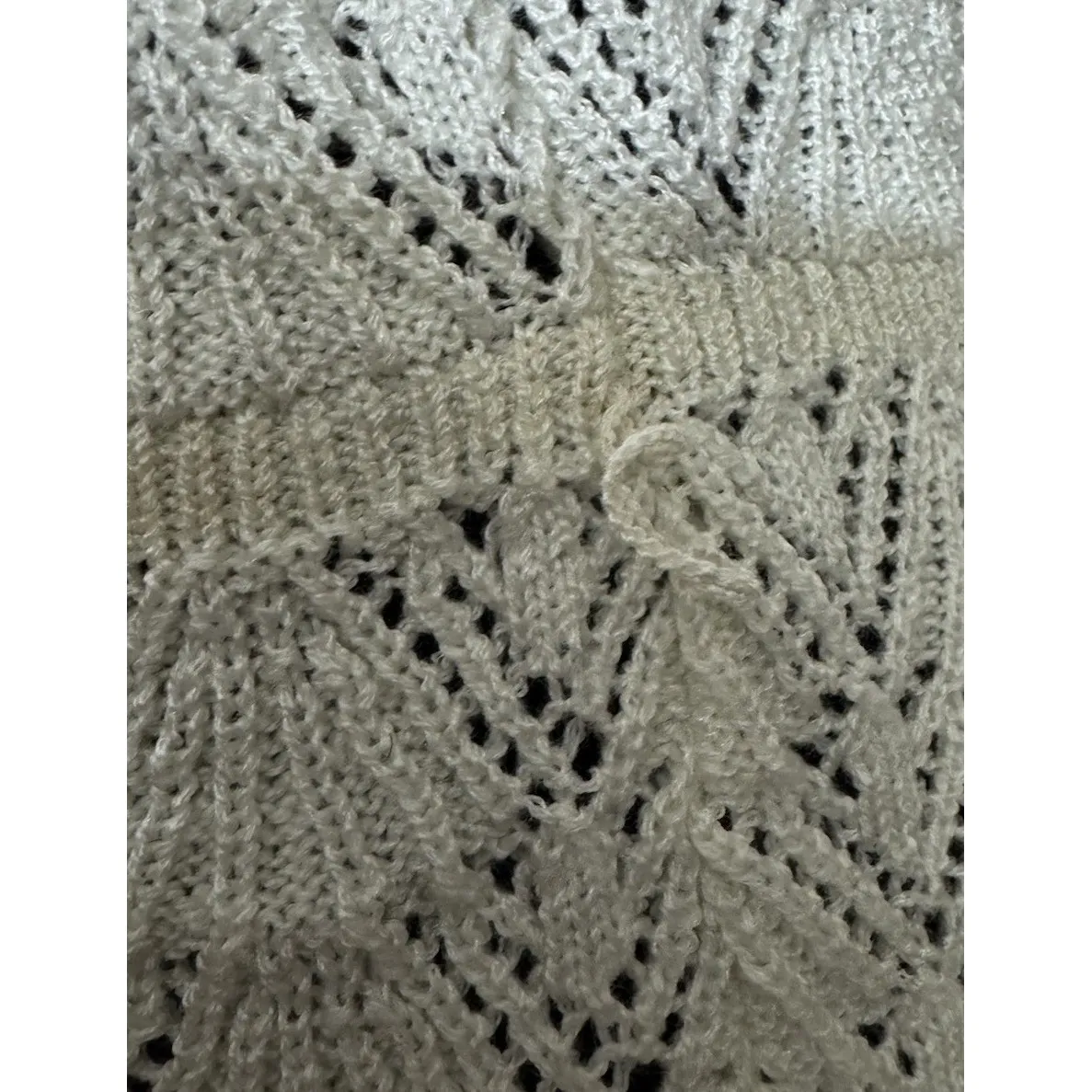 VTG 80s Hand Made Crochet Lace Cream Sheer Top‎ Sz 10 Granny core Deadstock ART - Image 4