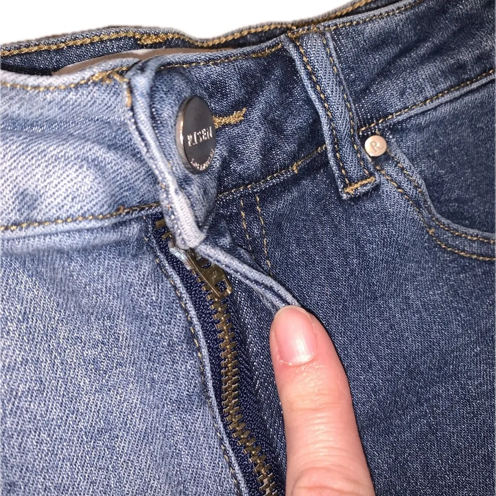 Risen Dual Tone Colorblock Blue Jean Denim Shorts High - Image 4