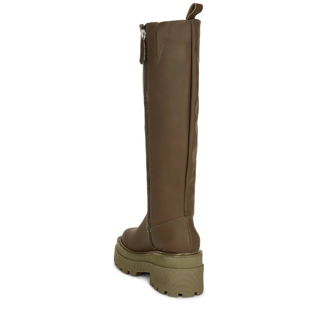 Schutz Womens Florence Boots in Military Green 7.5 New Knee High Wedge - Image 4