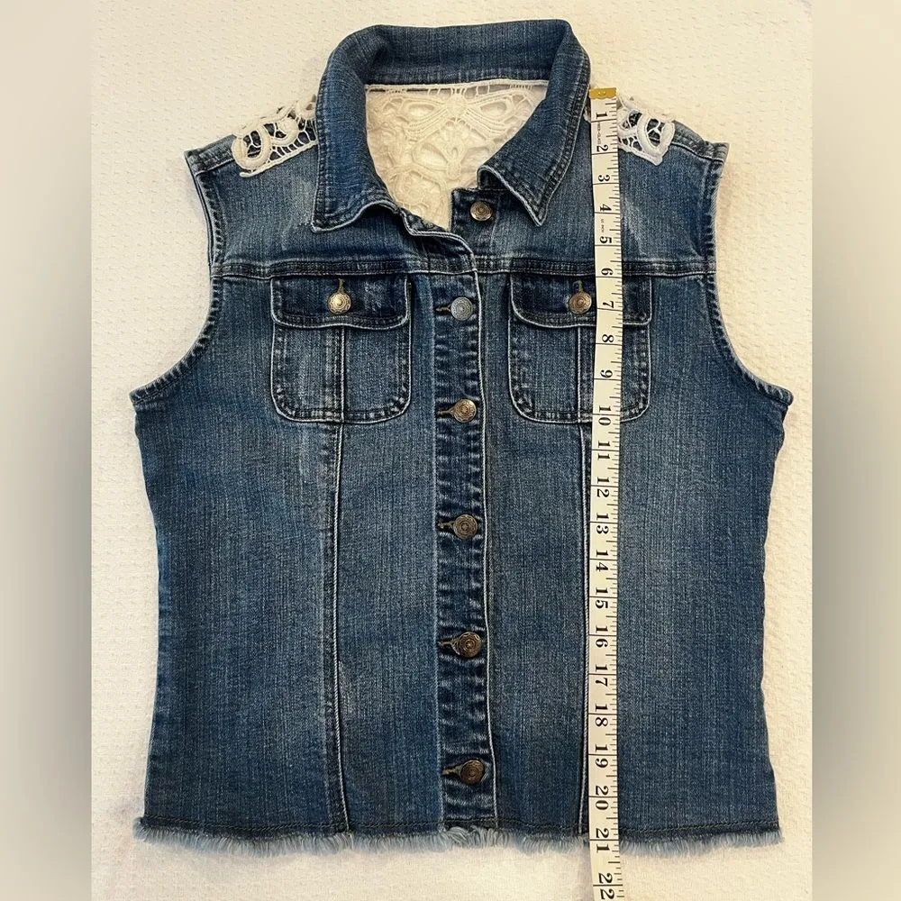 Unbranded Sleeveless Western Festival Denim Vest Women’s Size Large Blue - Image 6