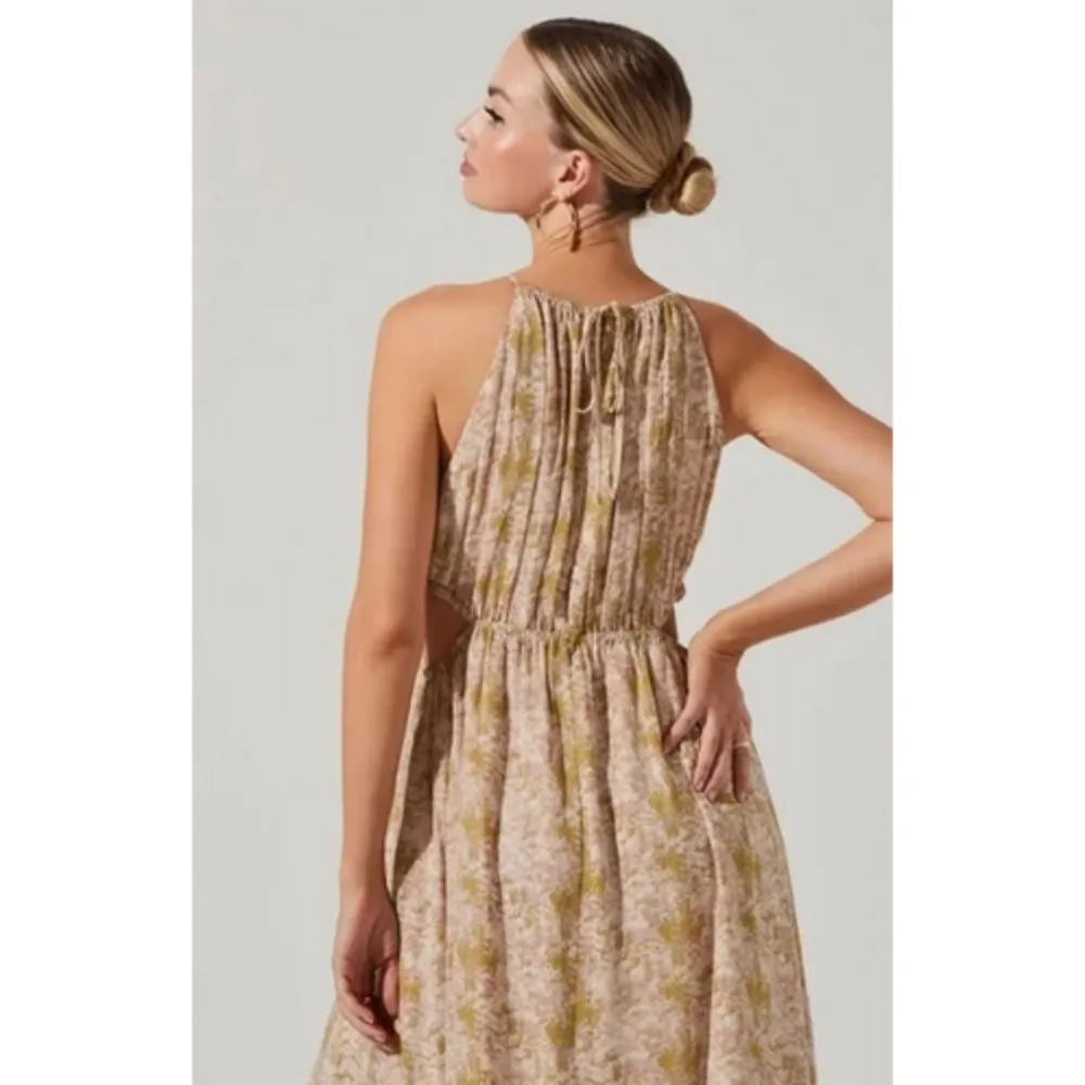 💕ASTR💕 Mid Cutout Sleeveless Maxi Dress ~ Green Watercolor Medium M NWT - Image 5