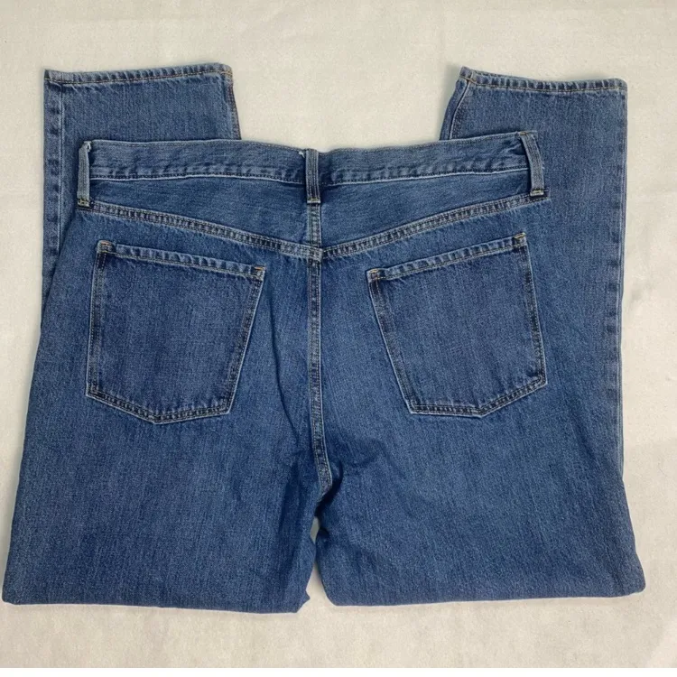 Old Navy high rise slouchy straight button fly 100% cotton denim jeans 14 - Image 7