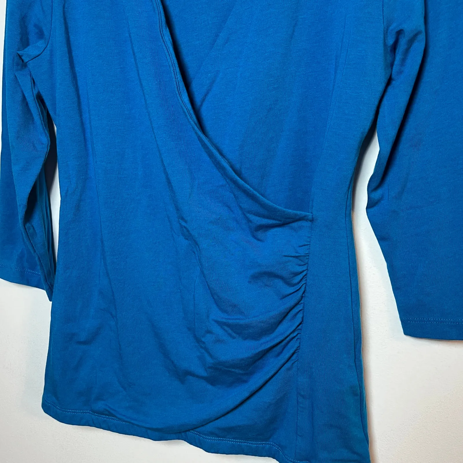 Soft Surrounding Alyssa Knit Wrap Top Blue XS Business Casual Office Long Sleeve - Image 6
