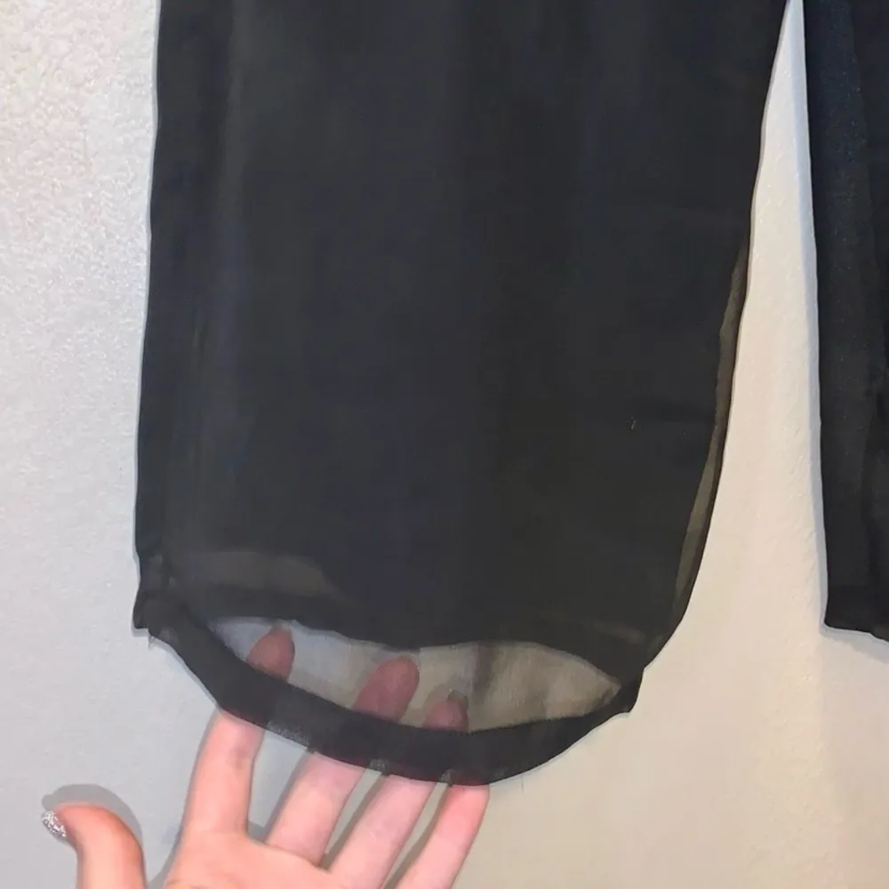 Dressbarn black pleated lined lightweight lace wide leg dress pants - Image 4