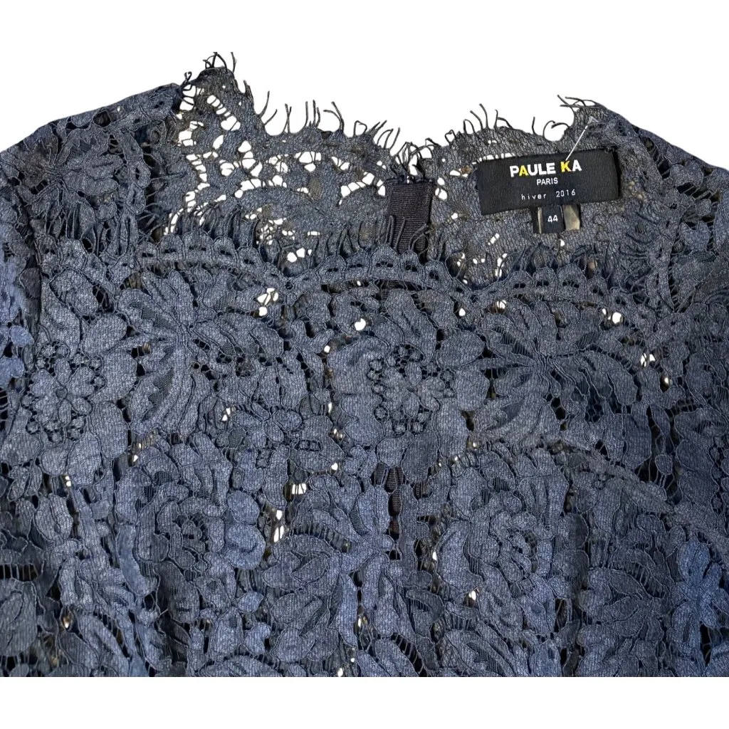 $1120 Paule Ka Paris 44 12 Lace Sheath Dress Gray Cocktail Wedding Sheer Luxury - Image 11