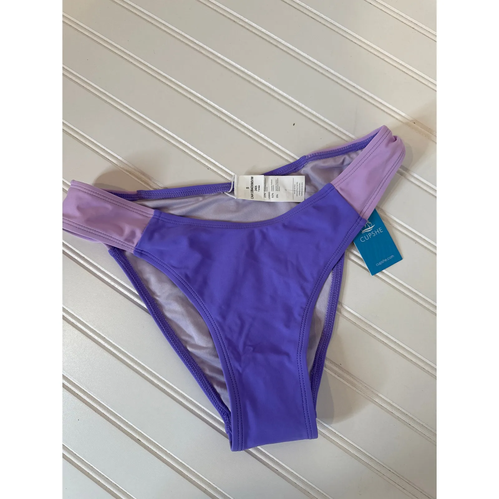 NWT Cupshe LOT Of 2 Bikini Bottoms - Colorblock Mid & Hi Rise Bikini Bundle Sz S - Image 4