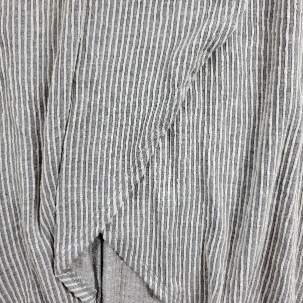 Caution to the Wind Faux Wrap Dress Womens M Gray Stripes Sleeveless Stretch - Image 10