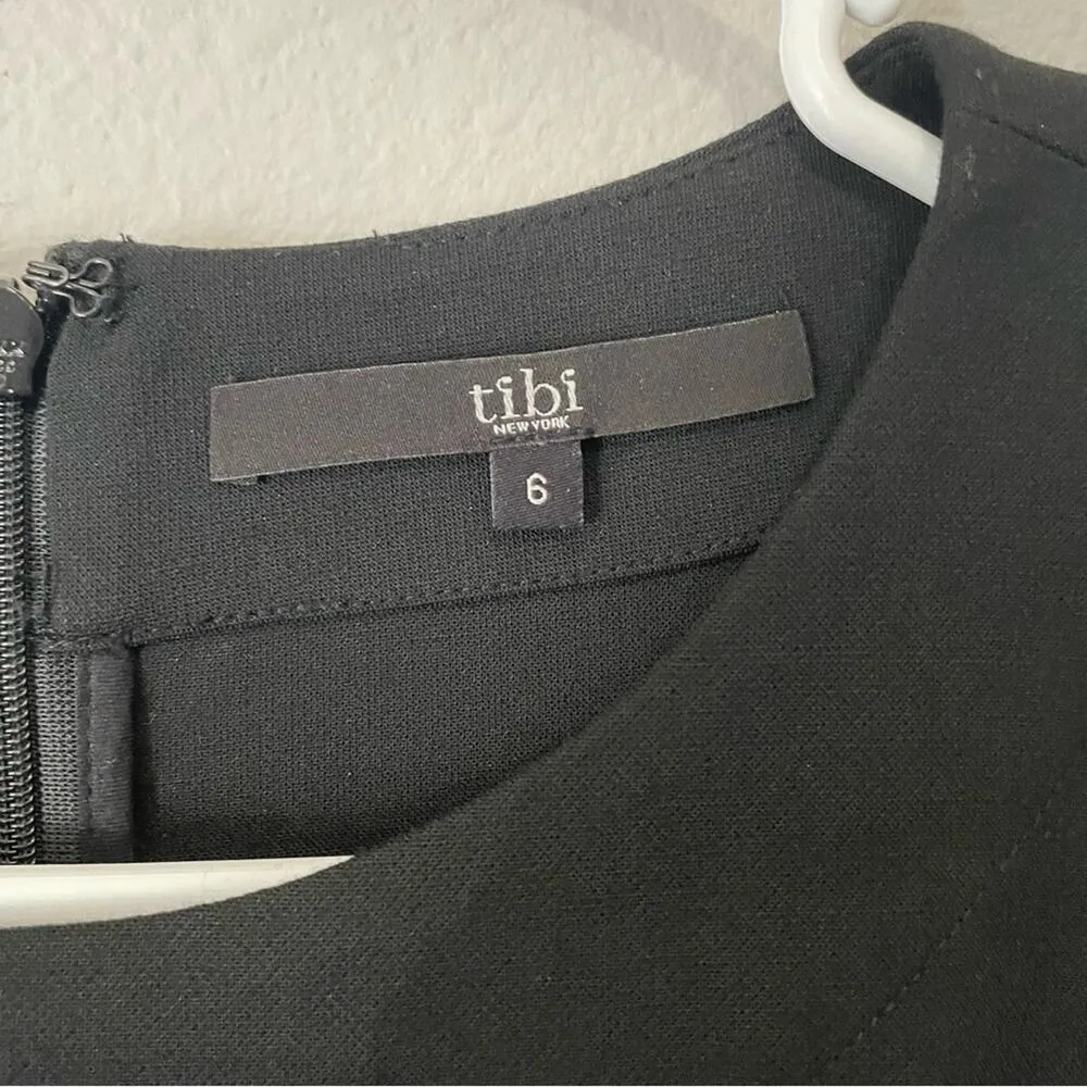 Tibi Black Dress 6 Womens Cap Sleeve Knee Length Career Pleated Knee Length - Image 4