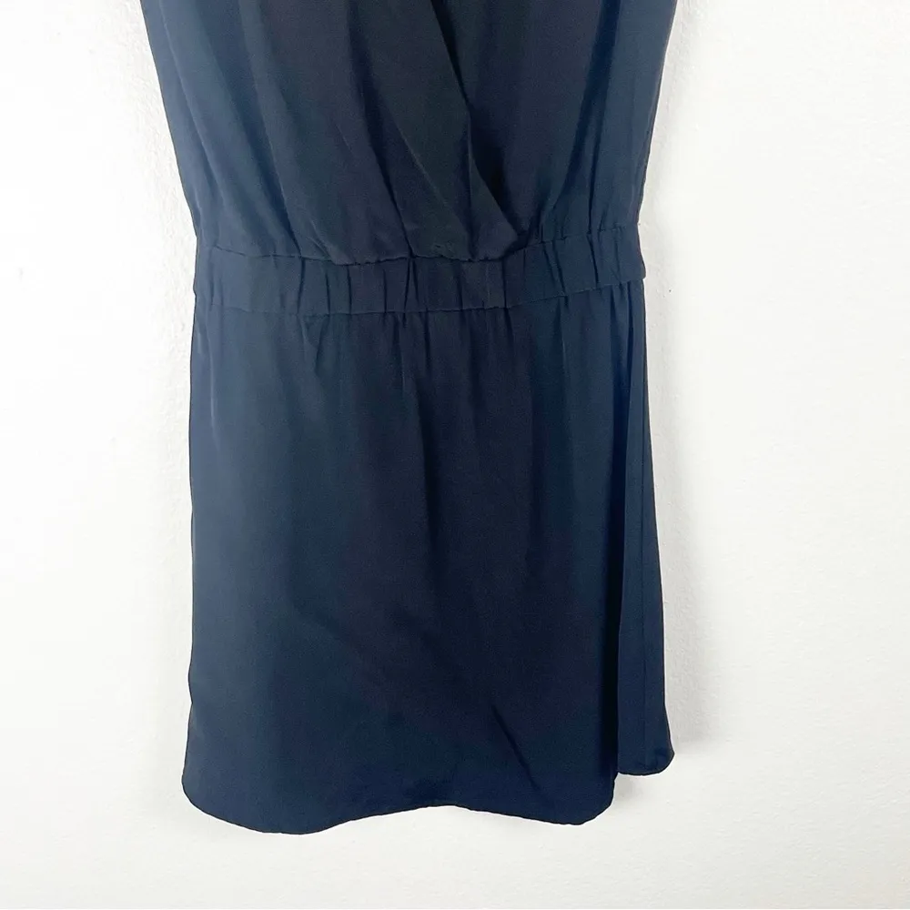 AMOUR VERT 100% Silk Black Sleeveless V-Neck Elastic Waist Pleated Back Dress XS - Image 8