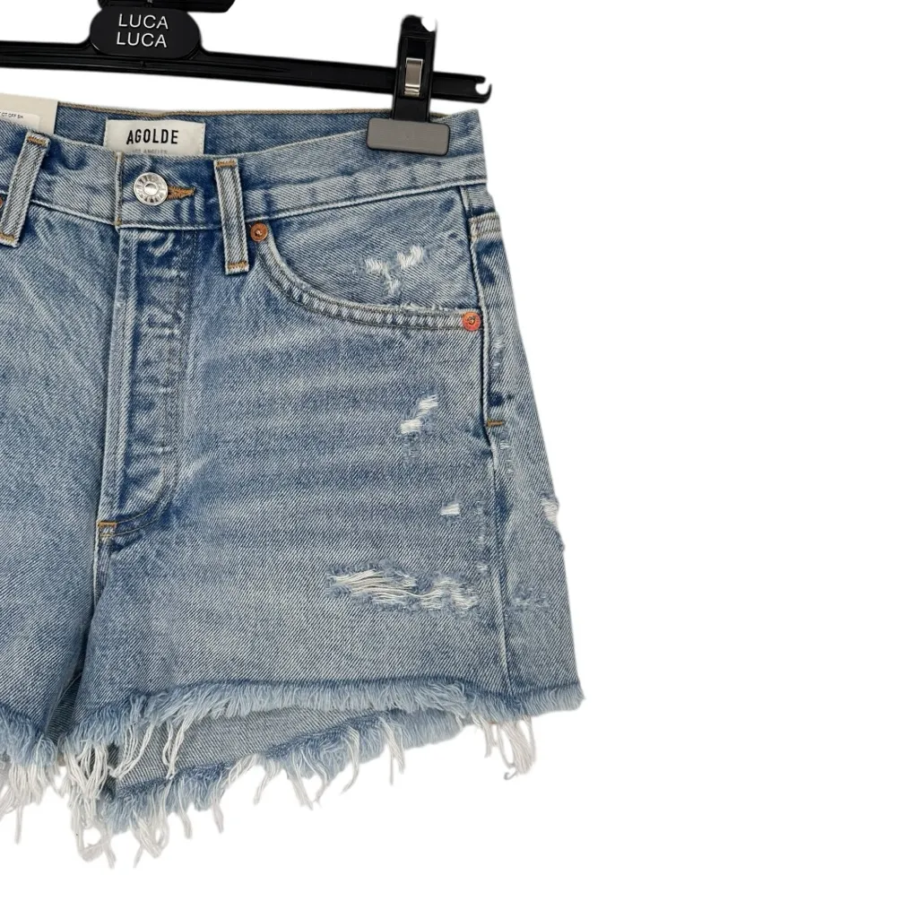 AGolde Parker Vintage Cut Off Shorts in Swapmeet Light Wash size 24 NWT Raw Hem - Image 6