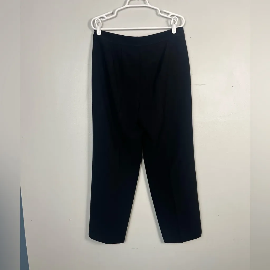St. John Caviar Diana Crepe Pants Sz 10 Black Straight Leg Dress Career Trousers - Image 5