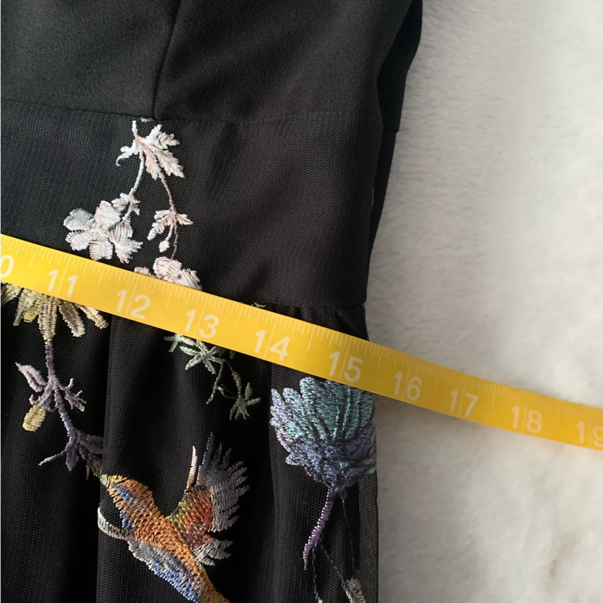 Carla Conti size large new black embroidered floral bird maxi formal dress - Image 7