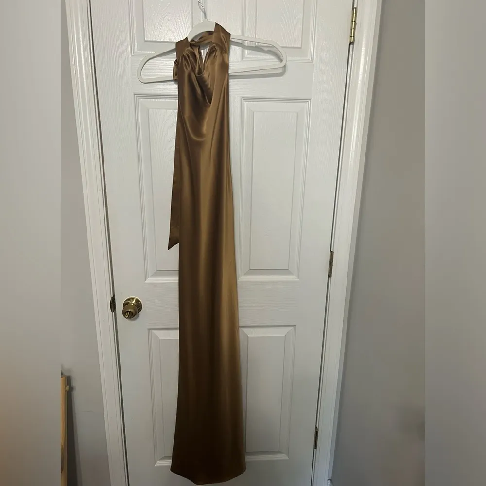 AEXAE Silk Maxi Dress in Light Brown Size XS - Image 5