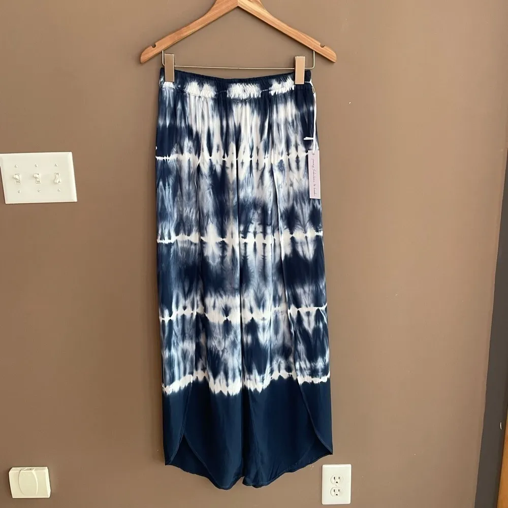 NWT Young Fabulous & Broke Palms Tie Dye Split Front Pants in Blue White Size XS - Image 2