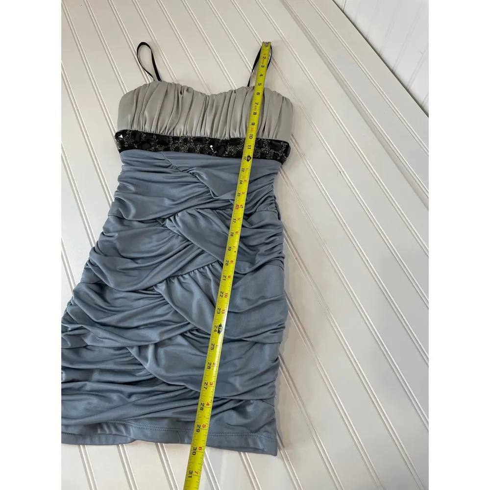 City Triangle Mini Bodycon Dress Y2K Ruched Cocktail Party Holiday Size M - Image 4