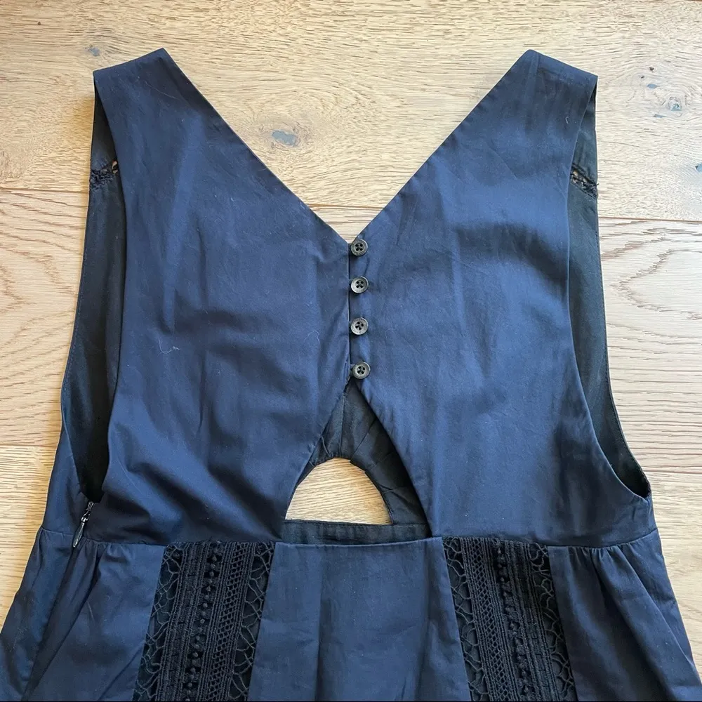 Thakoon Barney's Midi Cut Out Lace Dress Silk Sz 6 Blue - Image 3