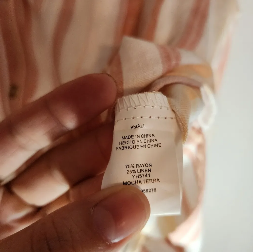 Thread and supply linen Stripe top size small Pink - Image 3