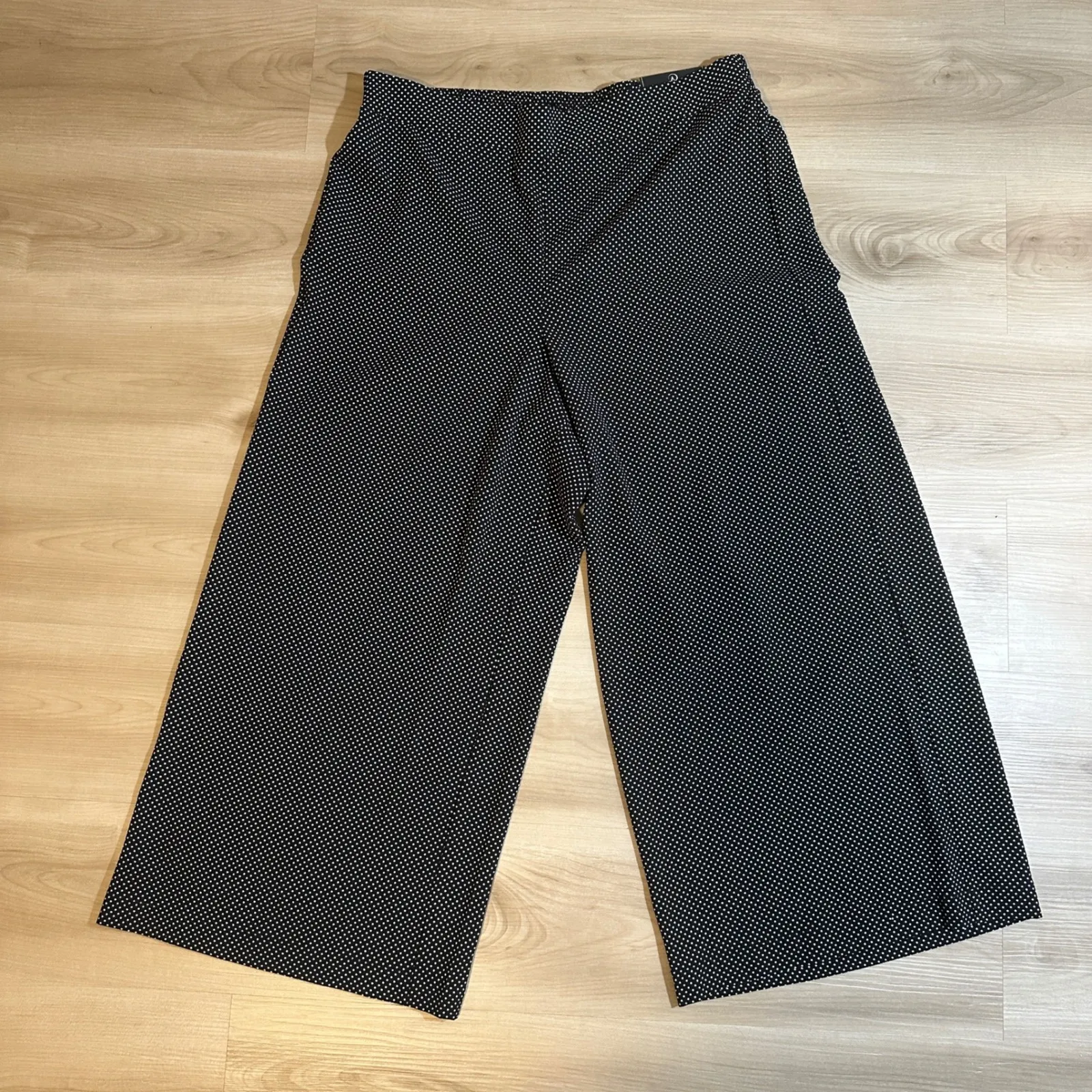 Adrianna Papell  XLarge XL Black White High Rise Wide Leg Polka Dot Pants - Image 10