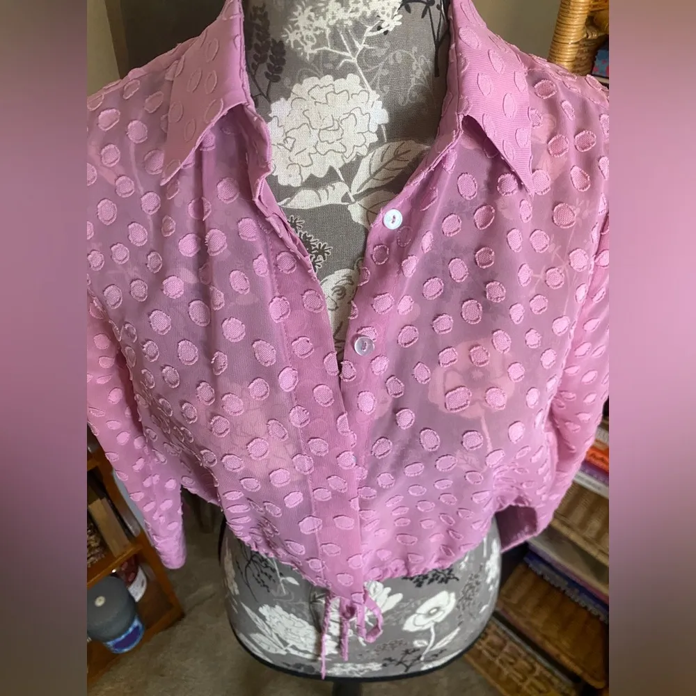 Revolve  Alexis Kaja Top in Lilac Jacquard Dot Cropped Blouse - Image 5