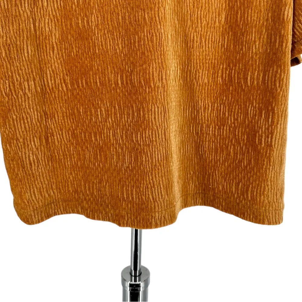 Madewell Texture & Thread Mustard Velvet Crinkle Short Sleeve Top size XS - Image 6