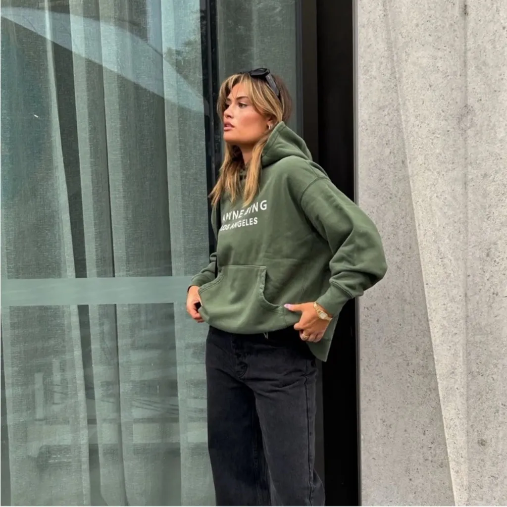 NWT Anine Bing Alto Hoodie Sweatshirt in Dark Olive Green - Image 3