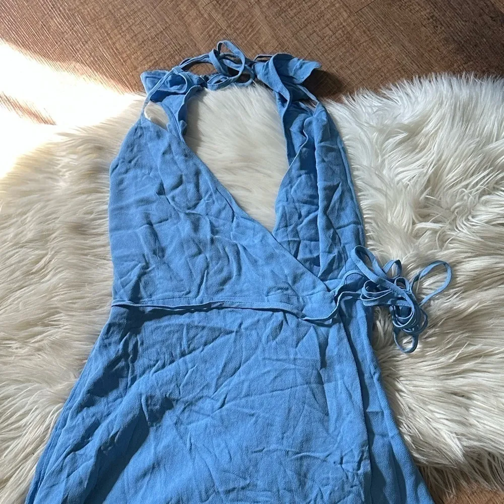 LULU’S Morning Glory Light Blue Wrap Dress - Image 4