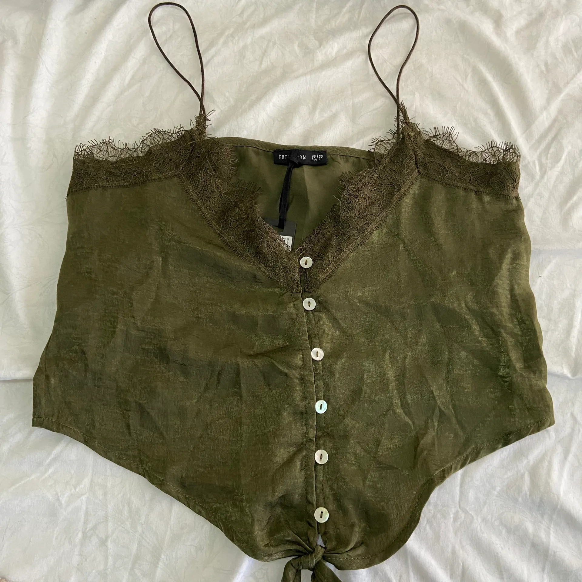 Green Lace Satin Cami - Image 3