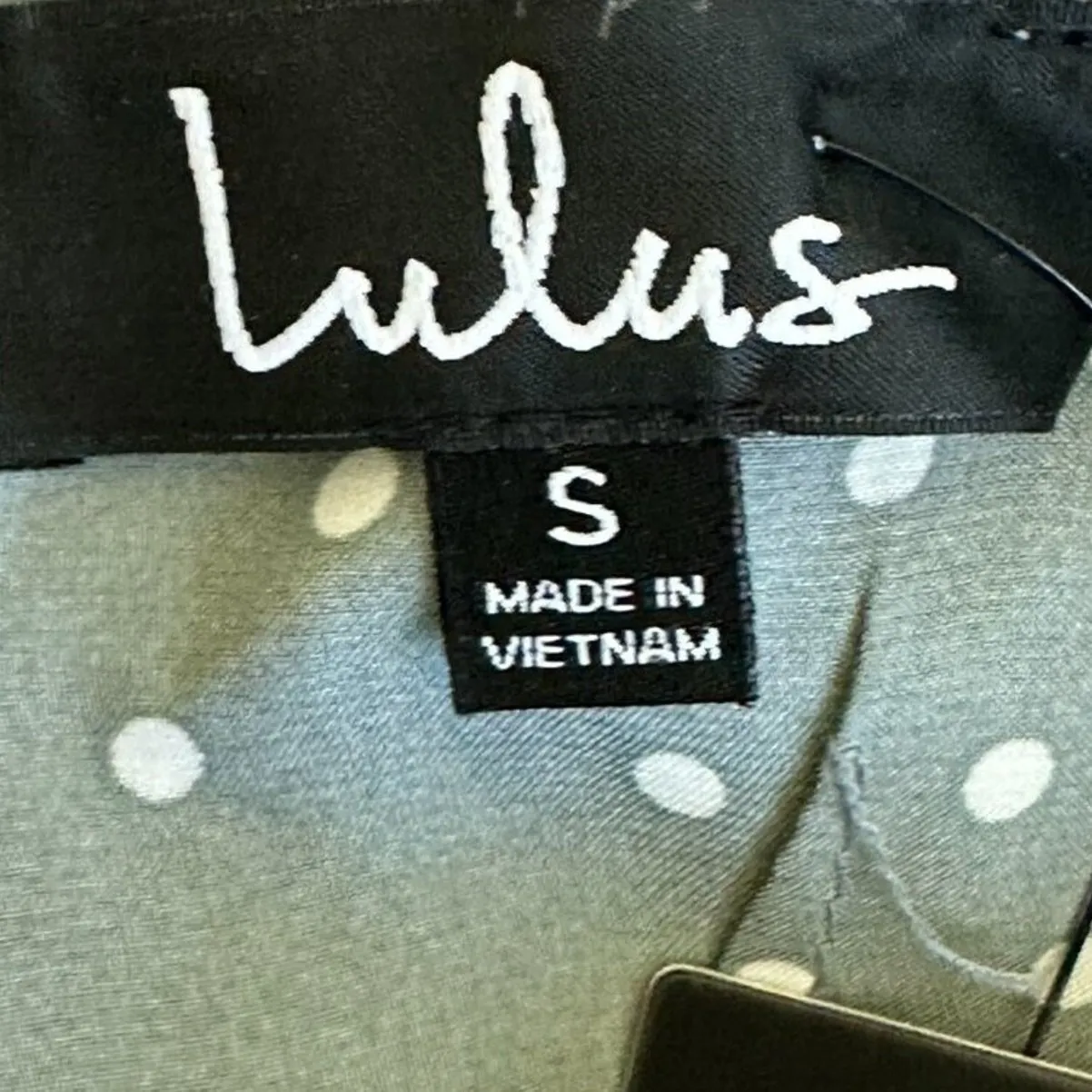 NWT Lulus Mini Dress Womens S Sage Polka Dot Satin Slip Cowl Neck Date Night - Image 7