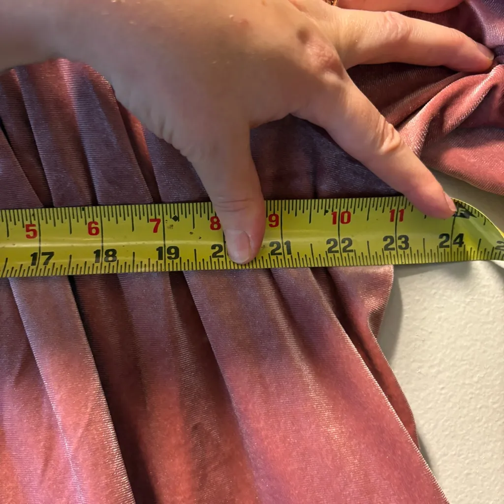 Arula Sz A XL/1X Pink Velvet Short Tiered Babydoll Dress Long Puff Sleeve Women - Image 10