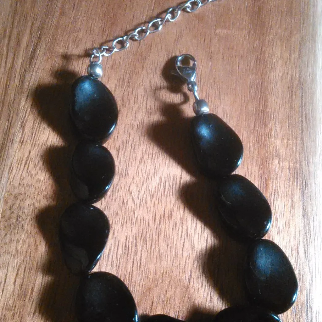 Black Agate Stainless Steel Wave Bracelet - Image 9