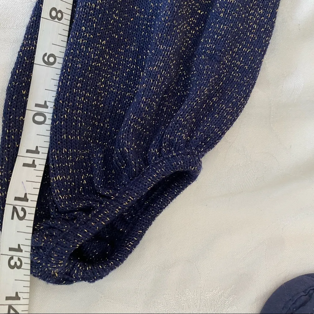 Tini Lili soft Navy Pullover sweater with Gold metallic thread accents L Size L - Image 3