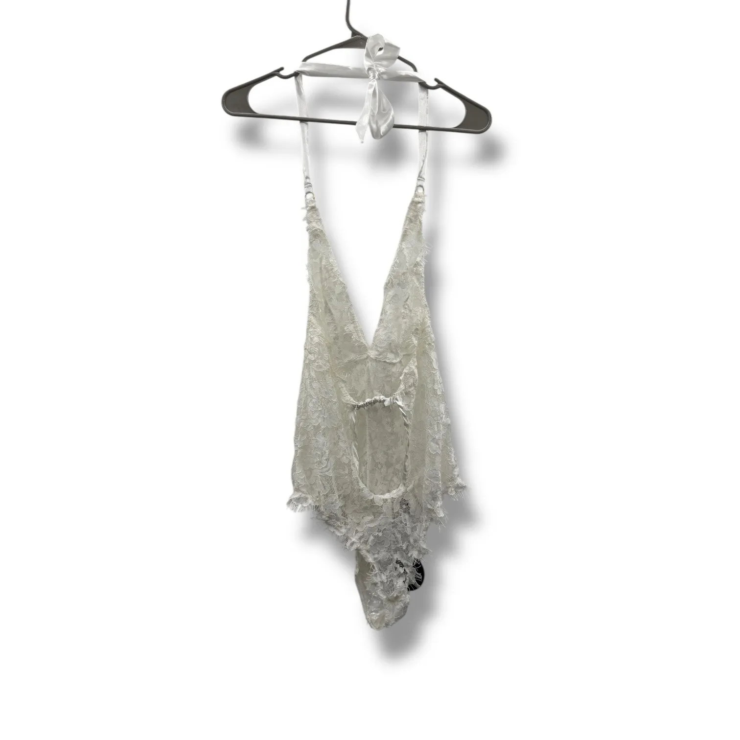 Lulus NWT Unforgettable Romance Lace Halter Bodysuit M White Sheer Lingerie - Image 4