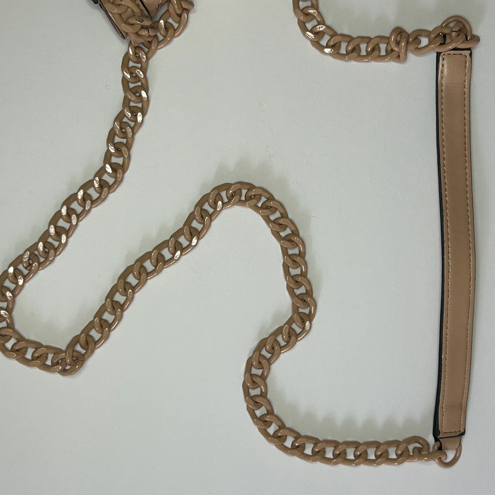 ALDO Crossbody Bag Beige Mini Greenwald Purse | Quilted Chevron With Chain Strap - Image 11