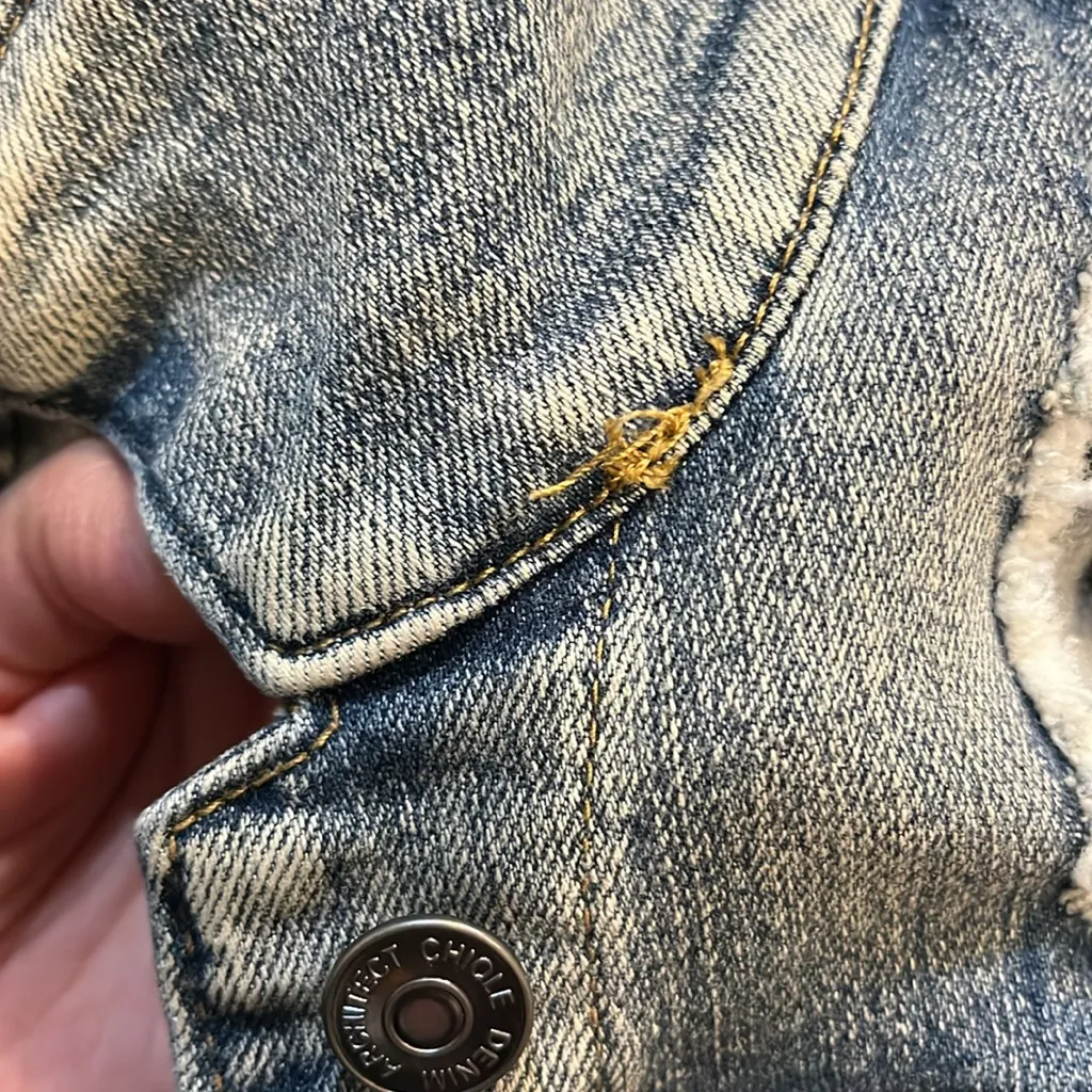 ChiOle Distressed Cropped Denim Vest S patches crop 90s rocker rock concert - Image 14