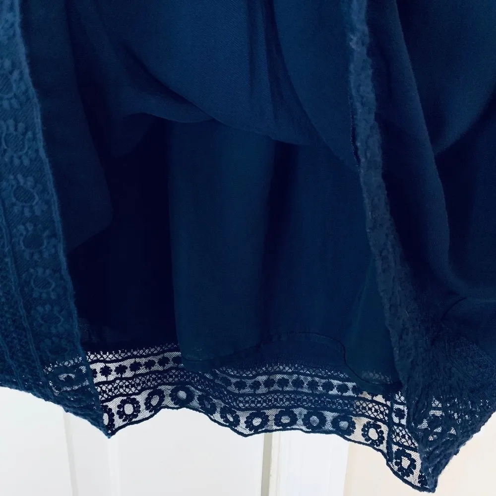 Forever 21 Navy Embroidered Lace Flowy Babydoll A-Line Dress | Size: L - Image 7