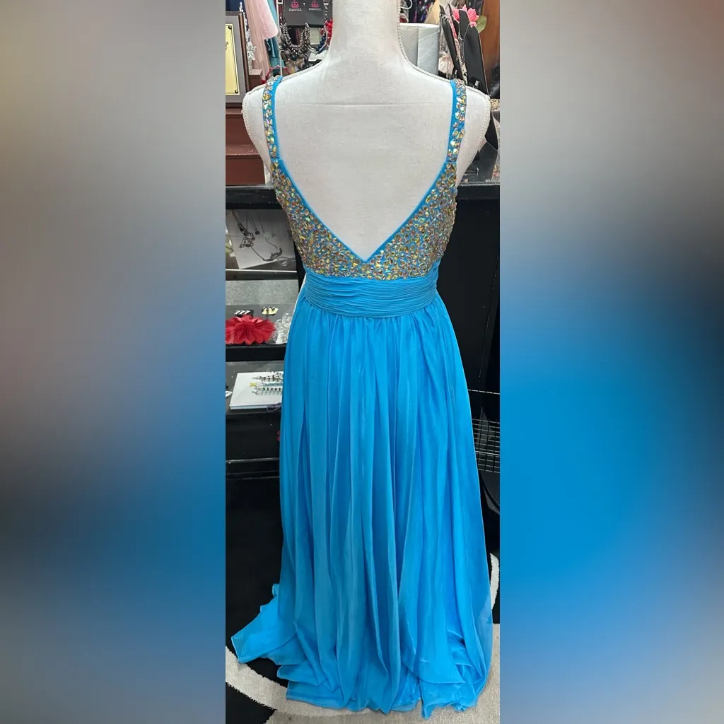 David’s Bridal sz 11/12 blue with sequins long formal dress - Image 3