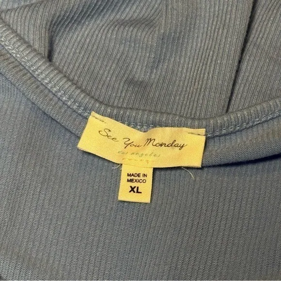 See You Monday Blue Ribbed Maxi Dress Babydoll Summer Coastal Resort Travel XL - Image 8