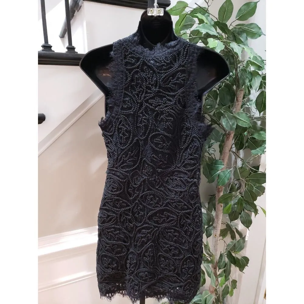 The Clothing Company Women's Black Crochet Tape Lace Flapper Tank Dress Size M - Image 6