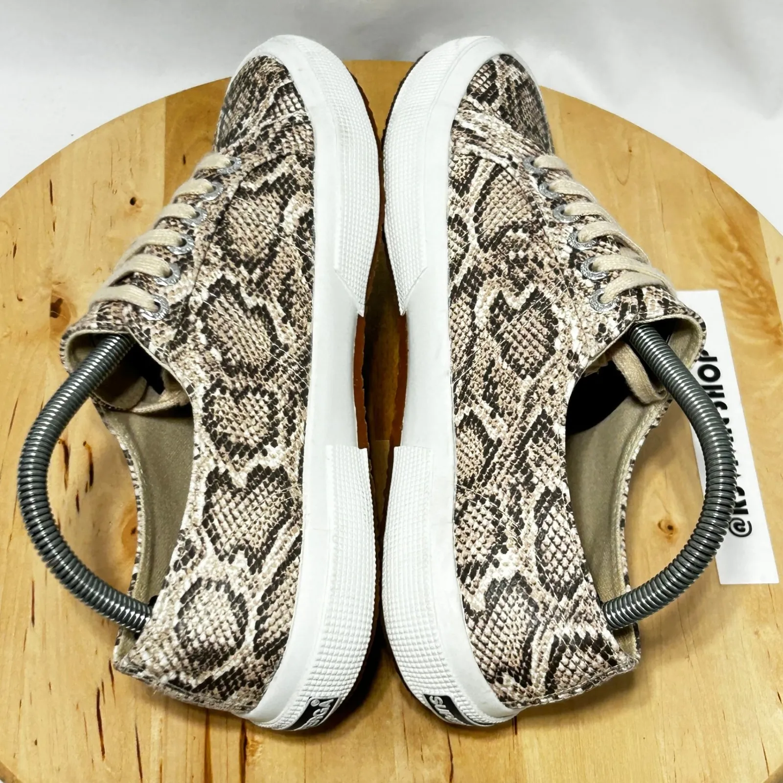 Suprega Womens 2750‎ Taupe Snake Print Low Top Sneakers - Image 10