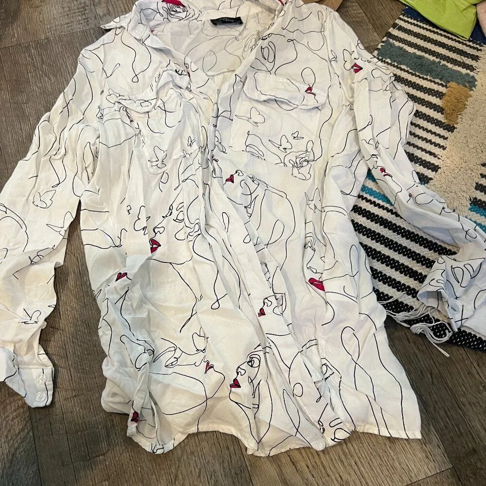 Milk & Honey small abstract button down Black - Image 3