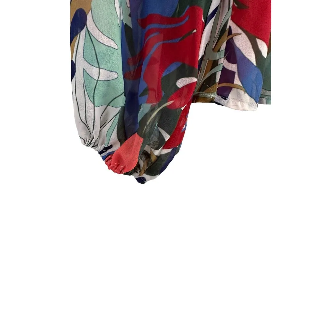 NEW Anthropologie Hutch Floral Meadow Top White Red Blue Blouson Blouse Small - Image 5