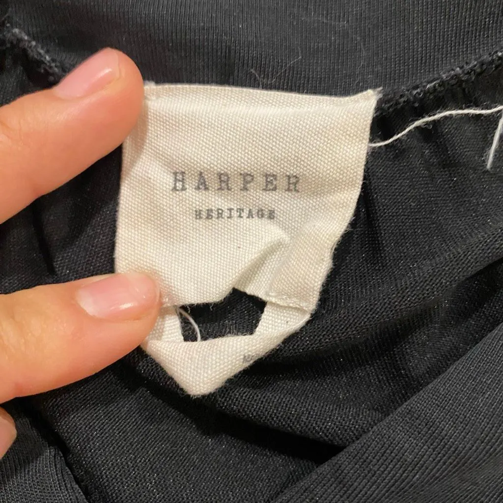 Harper  Heritage Black Twist Front Top Women’s Small – High Low Draped Long Sleev - Image 3